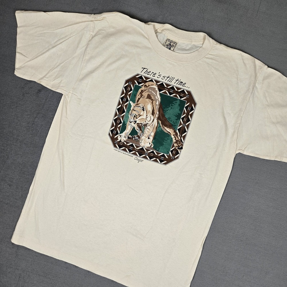 VTG Cougar T Shirt Mens XL Earth Foundation Alore Single Stitch Nature USA